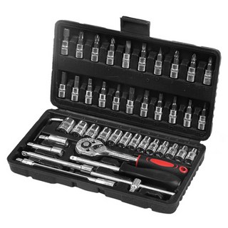 Tamsaa 家用工具46件組 套筒起子頭棘輪扳手 + 迷你工具卡, 1組