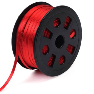 뭉구 프리미엄 유광 단면 공단 리본 5mm, 48 빨강, 1개, 90m