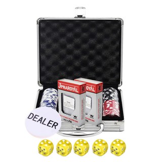 Dasamol 彩色籌碼 5種 x 20p + JPNA 撲克牌 2p + 莊家籌碼 + 骰子 5p 套裝, 白色, 藍色, 紅色, 綠色, 黑色(彩色籌碼), 黃色(骰子), 1個