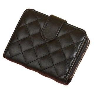 AFECTO 可收納鈔票 菱格紋 按扣 短夾