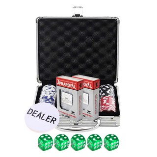 Dasamol 彩色籌碼 5種 x 20p + JPNA 撲克牌 2p + 莊家籌碼 + 骰子 5p 套裝, 白色, 藍色, 紅色, 綠色, 黑色(彩色籌碼), 綠色(骰子), 1個