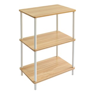 comet Home 組裝木質展示架, 木頭色 + 白色, 3層