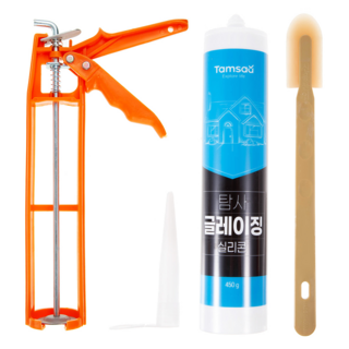 Tamsaa 矽利康工具組 抹刀塑膠槍一應俱全 適用多種材質表面 無刺鼻化學異味 架式矽利康槍+補縫棒, 1組