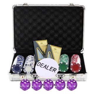 Dasamall 彩色籌碼 200p + 金色A士卡 2p + 莊家籌碼 + 紫色骰子 5p 套組, 混合顏色, 1個