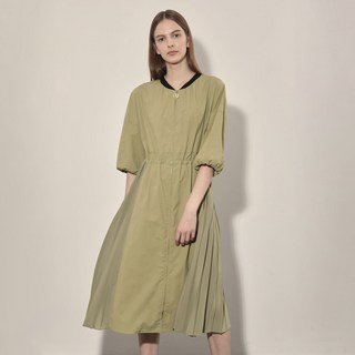 Olivia Lauren 女款百褶拼色拉鍊洋裝VOCOA4F7351, 米色