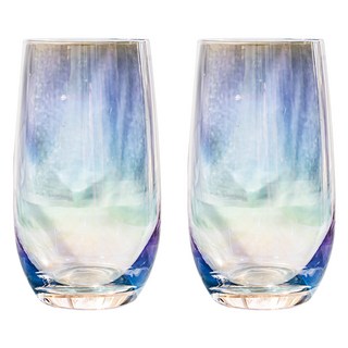 KALDIN 居家咖啡館 極光全像玻璃杯 380ml, 混色, 2個