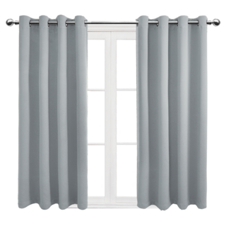 comet 隔熱遮光打孔式窗簾 附窗簾綁帶, 灰色