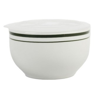 橄欖綠條紋陶瓷小菜碗 附蓋子, S號(10*6.5cm), 1個