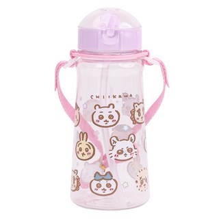 LiLFANT Chiikawa 肩背帶吸管水壺, 1個, 混合色, 450ml