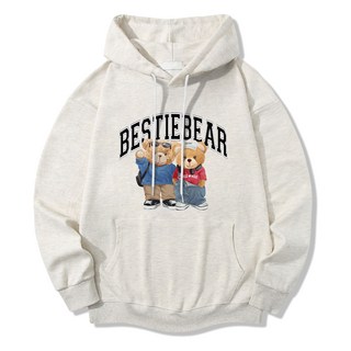 illuso 男女通用 特級雙面棉 標準款 Bestie Bear 連帽T恤