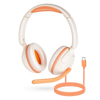 코시 C타입 패브릭 청력보호 어학용 마이크 헤드셋, HS4124C, orange