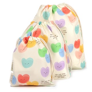Semams 束口收納袋3件組, 可愛風