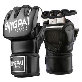 GINGPAI Block Mart 露指格鬥拳擊手套 雙手套組, 黑白, 1套
