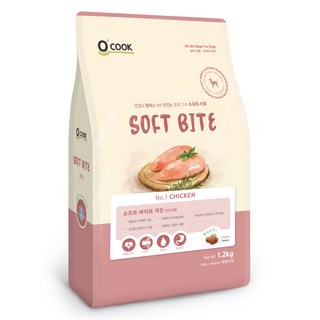 OCOOK 전연령 강아지 바이트 소프트사료, 닭, 1.2kg, 1개