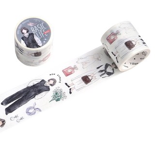 올리브파티 투데이스타일 빈티지 인물 감성 롤스티커 디자인 마테 2p 세트, 베이직, 베이직, 1세트