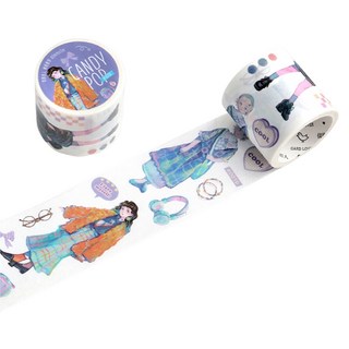 올리브파티 투데이스타일 빈티지 인물 감성 롤스티커 디자인 마테 2p 세트, 캔디팝, 캔디팝, 1세트