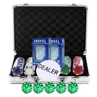 DASSA MALL 彩色籌碼 200p + J皇家卡 2p + 莊家籌碼 + 綠色骰子 5p 套組, 混合顏色, 1個