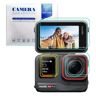 PURE CLEAR Insta360 Ace Pro 鋼化玻璃螢幕保護貼 鏡頭 2片 + 後螢幕 2片 + 前螢幕 2片 套組, 1套, 單一商品