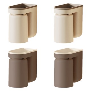 Homevanesse 現代風免鑽孔浴室多用途牙膏漱口杯牙刷架2款 x 2p組合, 米色, 棕色, 1套