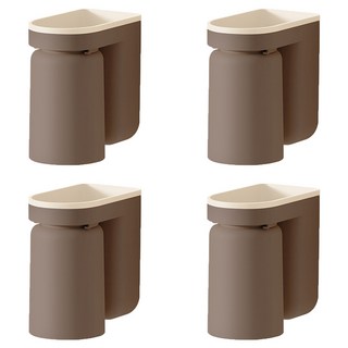 Homevanesse 現代風免打孔浴室多用途牙膏漱口杯牙刷架, 棕色, 4個