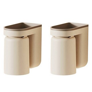 Homevanesse 現代風免打孔浴室多用途牙膏漱口杯牙刷架, 米色, 2個