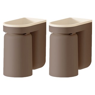 Homevanesse 現代風免打孔浴室多用途牙膏漱口杯牙刷架, 棕色, 2個