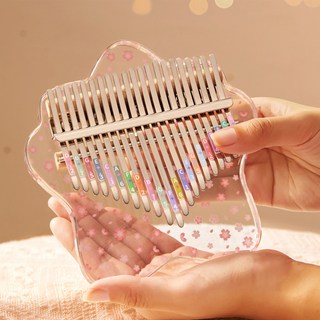 Topia 簡約透明卡林巴琴 花海 小七星 + 收納袋套組, 1個