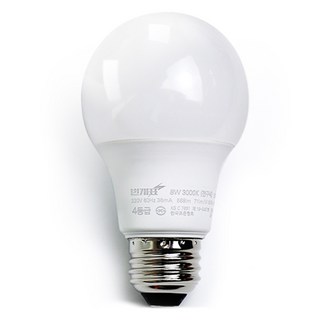 번개표 LED 전구 8W, 전구색, 1개