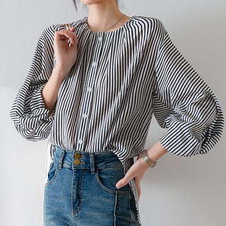 Paperments 亨利領寬鬆蓬鬆感罩衫 22877