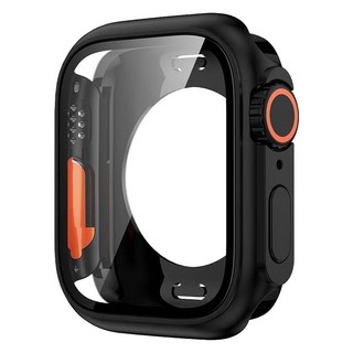 ZELSEN Apple Watch Ultra 變身 全包覆一體式 9H 鋼化玻璃保護殼 44mm, 黑色, 1個