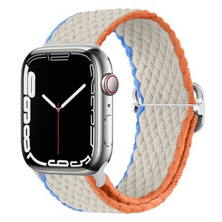 Apple Watch 相容 編織單圈錶環 線條錶帶 38 / 40 / 41 mm, 1個, ABL4 線條奶白色