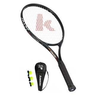 가와사키 테니스라켓 + BALL 3p 세트 CRAZE K-10, 블랙(테니스라켓), 1세트