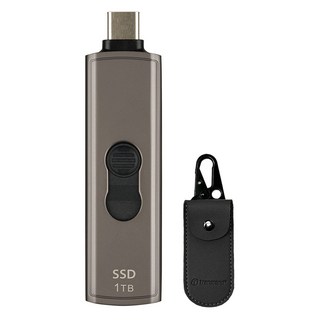 Transcend 創見 滑蓋超小USB C外接SSD+專用收納袋套裝ESD330C, 單一顏色, 1TB