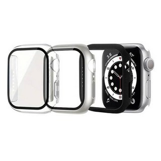ZELSEN Apple Watch 適用 全包覆一體式 9H 基本款鋼化玻璃保護殼 40mm 3件組, 透明, 銀色, 黑色, 1套