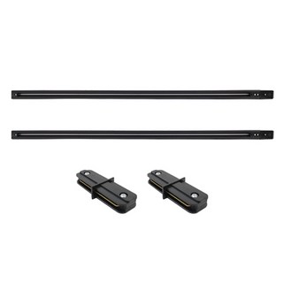 ELPHOS 黑色軌道電源端子 1m + 一字型連接配件組, 黑色, 2個