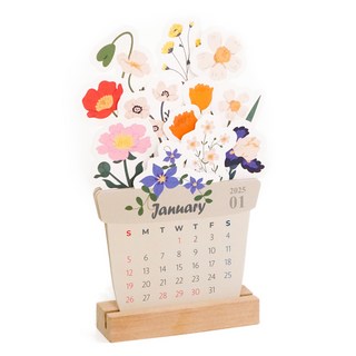 Mellow Story 2025 綻放花盆迷你桌曆, 混合色