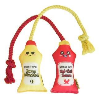 SE7EN PET 狗沙沙玩具拖船玩源繩玩具 2 件套, 紅色+黃色, 1組