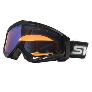 SWANS 鏡面滑雪護目鏡 白色 成人款 可與眼鏡併用 日夜兩用 抗UV 鏡面雙層鏡片 GUEST-MDH, 1個, 黑藍色