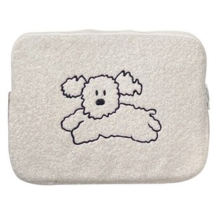 Winnies 羊羔絨小狗時尚平板電腦包 WZFLP, 1個, 白色(WZFLP113-DW13)