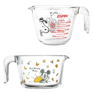 Corelle Brands 康寧餐具 Pyrex 迪士尼早安米奇量杯 1000ml + 史努比量杯 250ml 套組, 1套, 透明