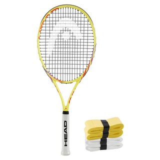 HEAD 海德 MX Spark Pro 100 網球拍 + 2種握把布 x 2入組, 黃色(球拍), 白色, 黃色(握把布), 1套, 單一商品