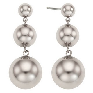 OST 女性三重簡約金屬球垂墜時尚耳環