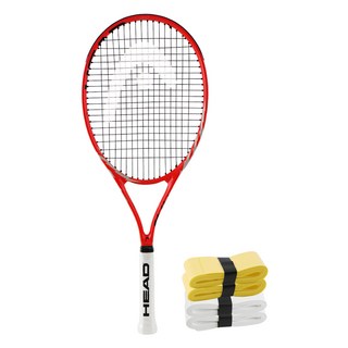 HEAD 海德 Spark Elite 102 網球拍 + 握把布 2件組, 紅色球拍 + 白色 + 黃色握把布, 1套, 單一商品