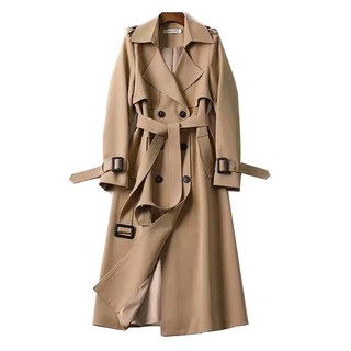 Goodif 女士氣質雙排扣綁帶風衣