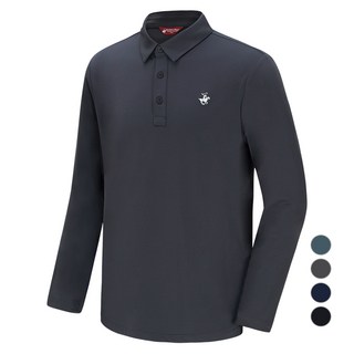 BEVERLY HILLS POLO CLUB 比佛利保羅 男女通用刺繡logo經典彈力長袖Polo衫 CPY9T72, 灰色