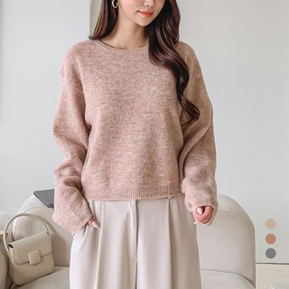 女款寬鬆版型羊毛混色基本款Tivers圓領針織衫