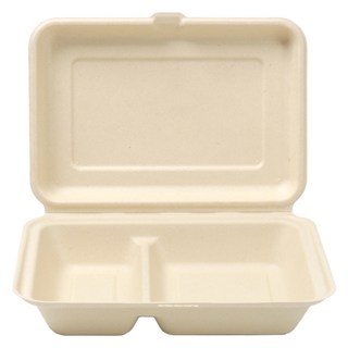 Happy Pack 2格紙漿便當包裝容器 B-002 牛皮紙, 1個, 50入