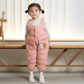 LITTLE RABBIT 童款C卡通印花加厚保暖吊帶褲