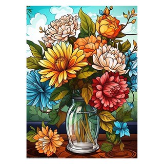 데이소이 화려한 플라워 DIY 보석십자수 40 x 50 cm, 03 국화꽃화병, 1개