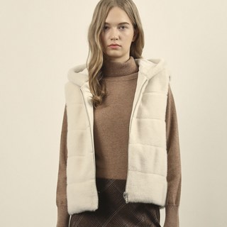 Olivia Lauren 女款人造毛連帽背心 VOBJF4W9321